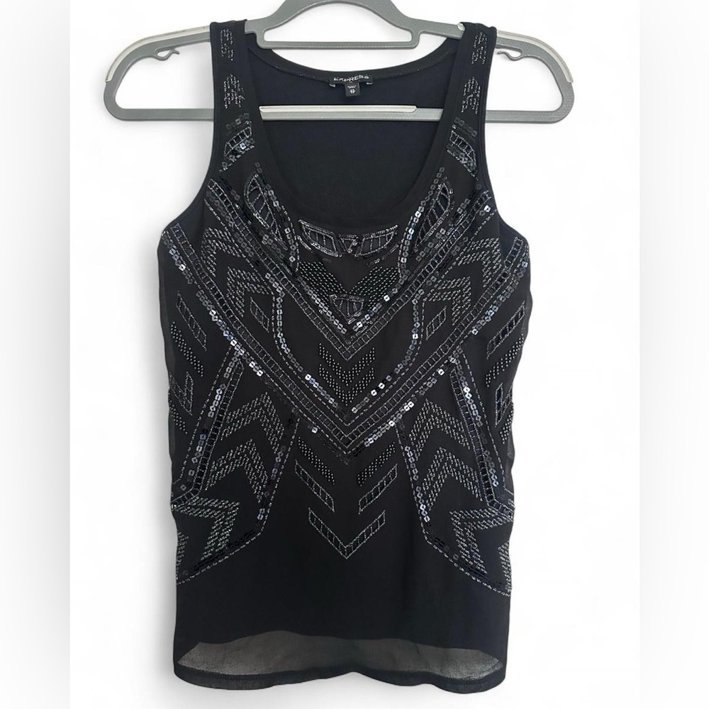 Express Black Sequin beaded Tank Top